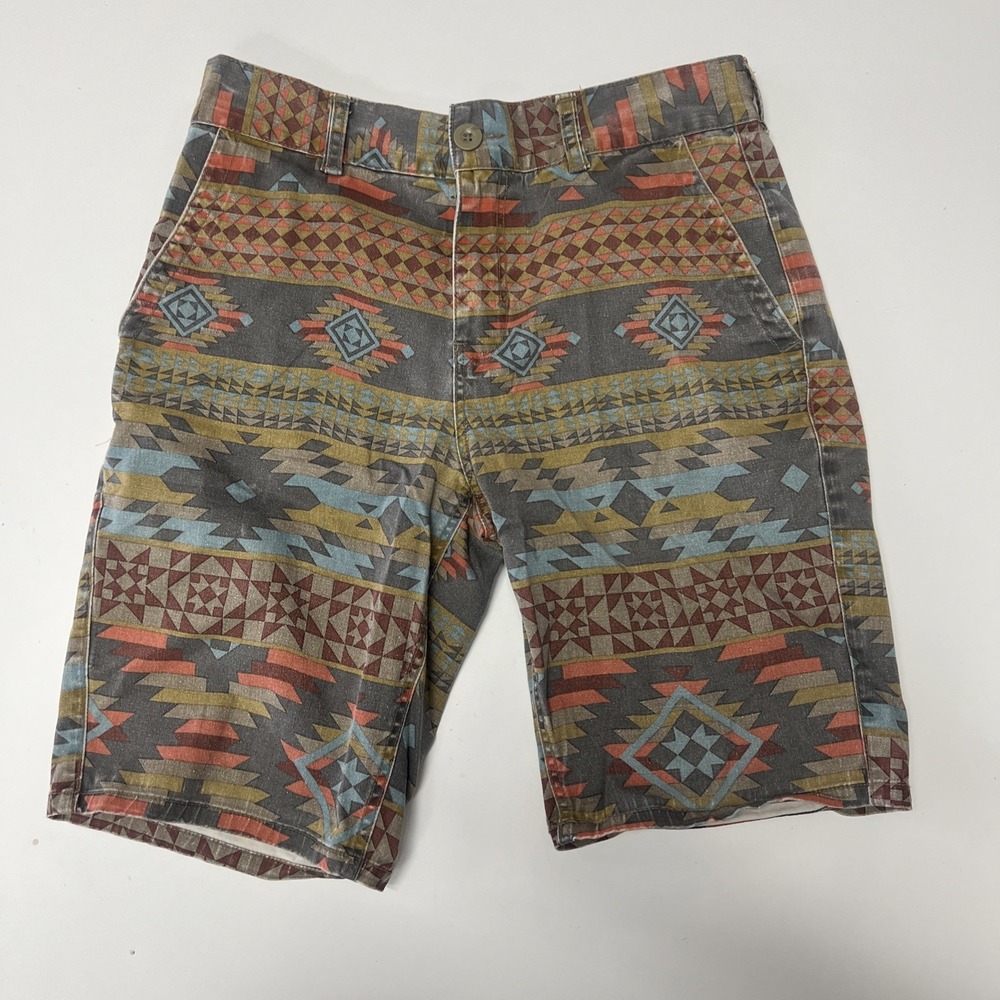 Empyre Men's Aztec-Print Gray & Multicolor Flat Front Shorts